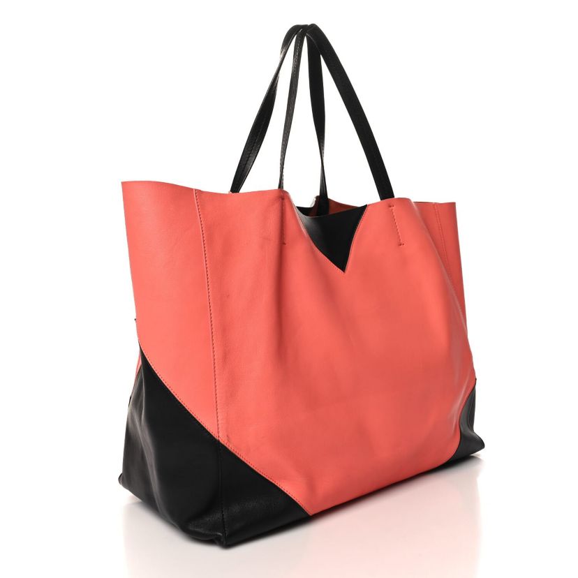 Celine Lambskin Horizontal Bi-Color Coeur Cabas Flamingo Black -FINAL SALE NO RETURNS