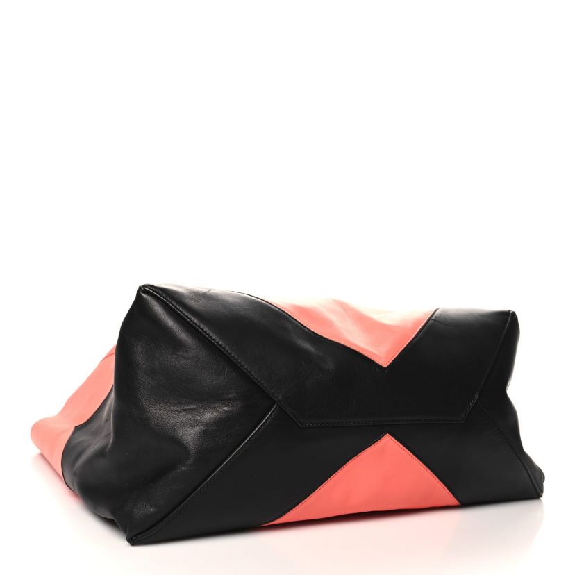 Celine Lambskin Horizontal Bi-Color Coeur Cabas Flamingo Black -FINAL SALE NO RETURNS