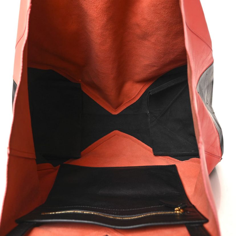 Celine Lambskin Horizontal Bi-Color Coeur Cabas Flamingo Black -FINAL SALE NO RETURNS