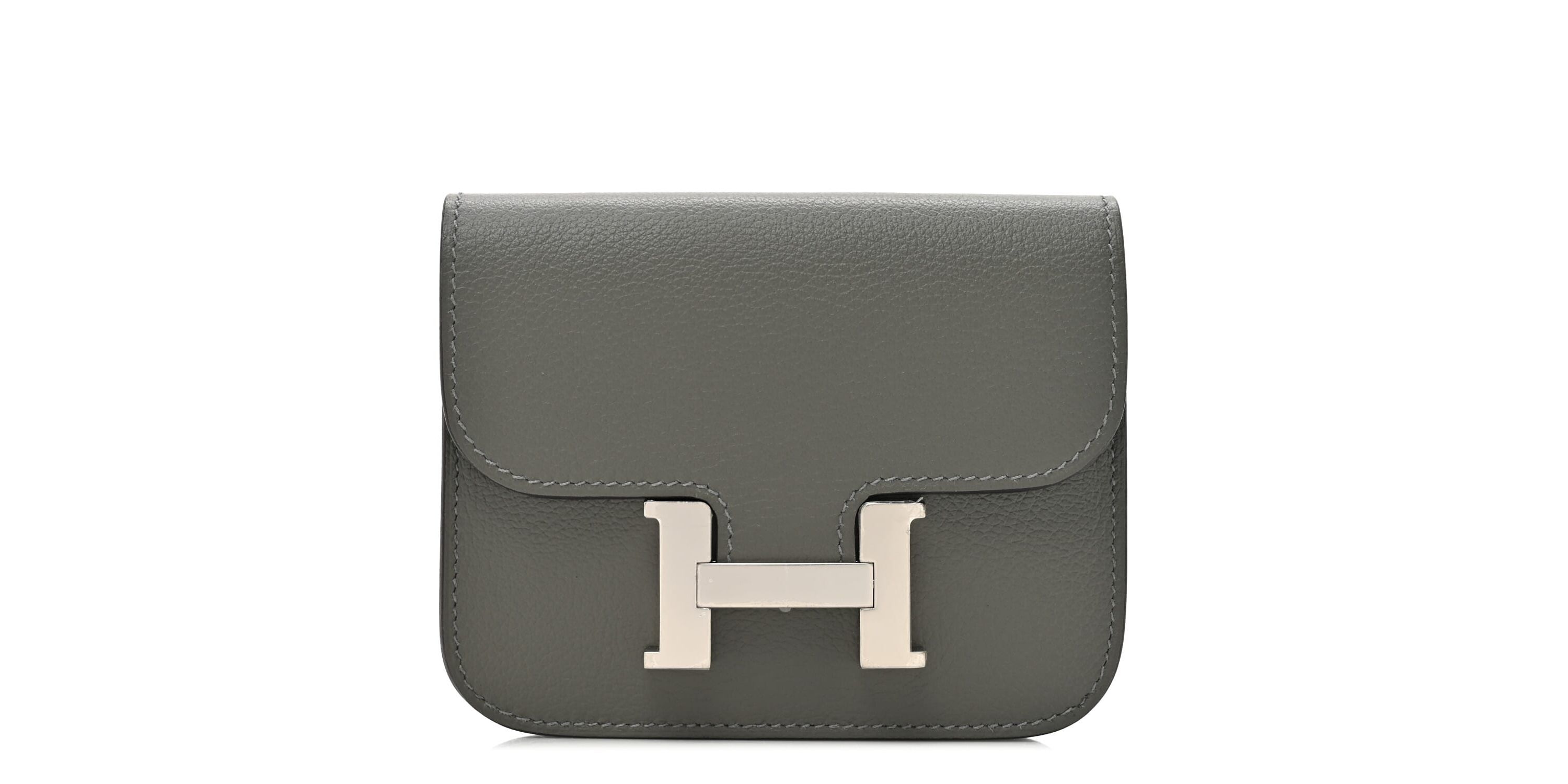 Hermes Evercolor Constance Slim Wallet Gris Meyer -FINAL SALE NO RETURNS