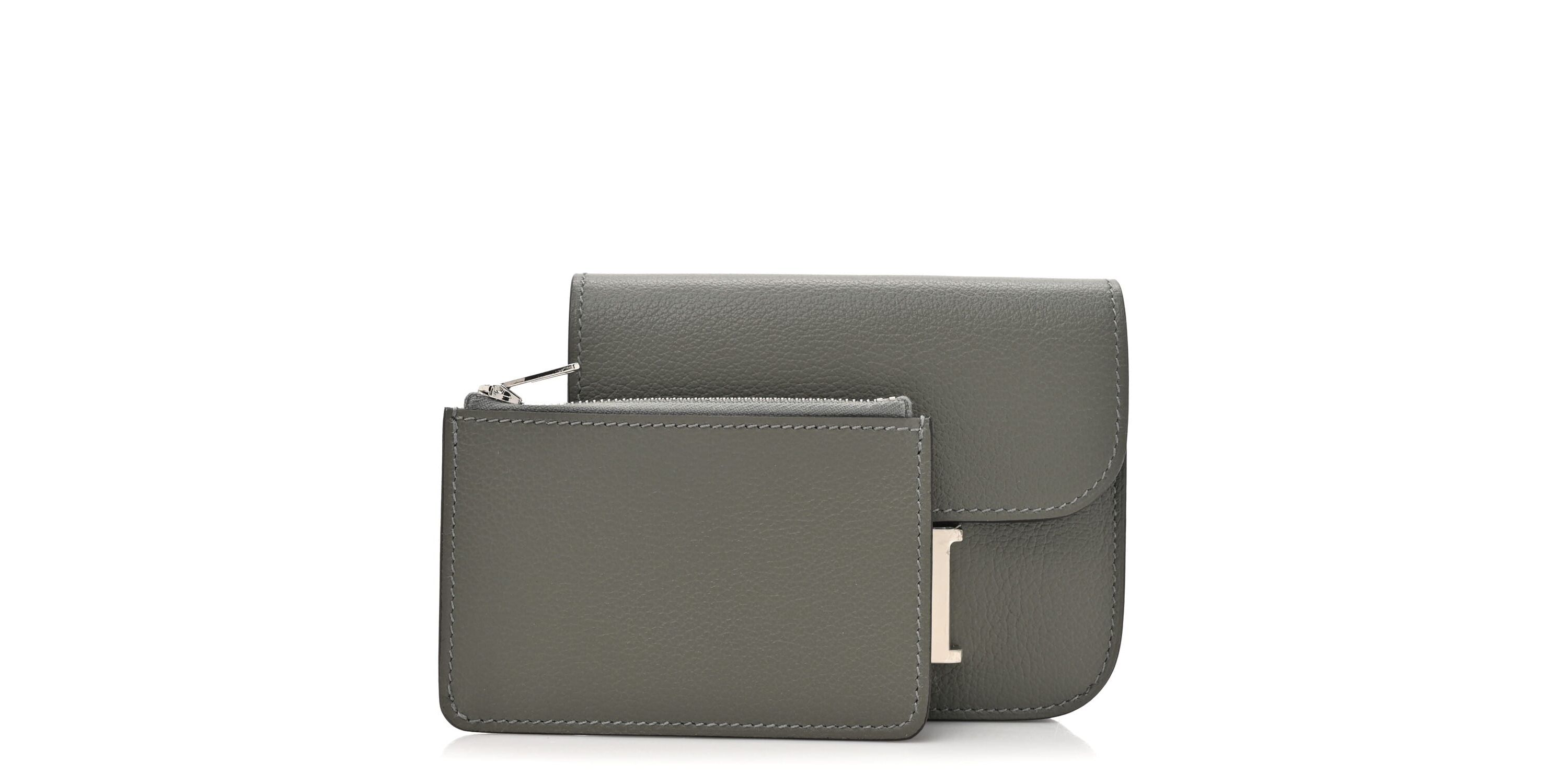 Hermes Evercolor Constance Slim Wallet Gris Meyer -FINAL SALE NO RETURNS