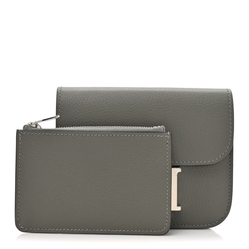 Hermes Evercolor Constance Slim Wallet Gris Meyer -FINAL SALE NO RETURNS