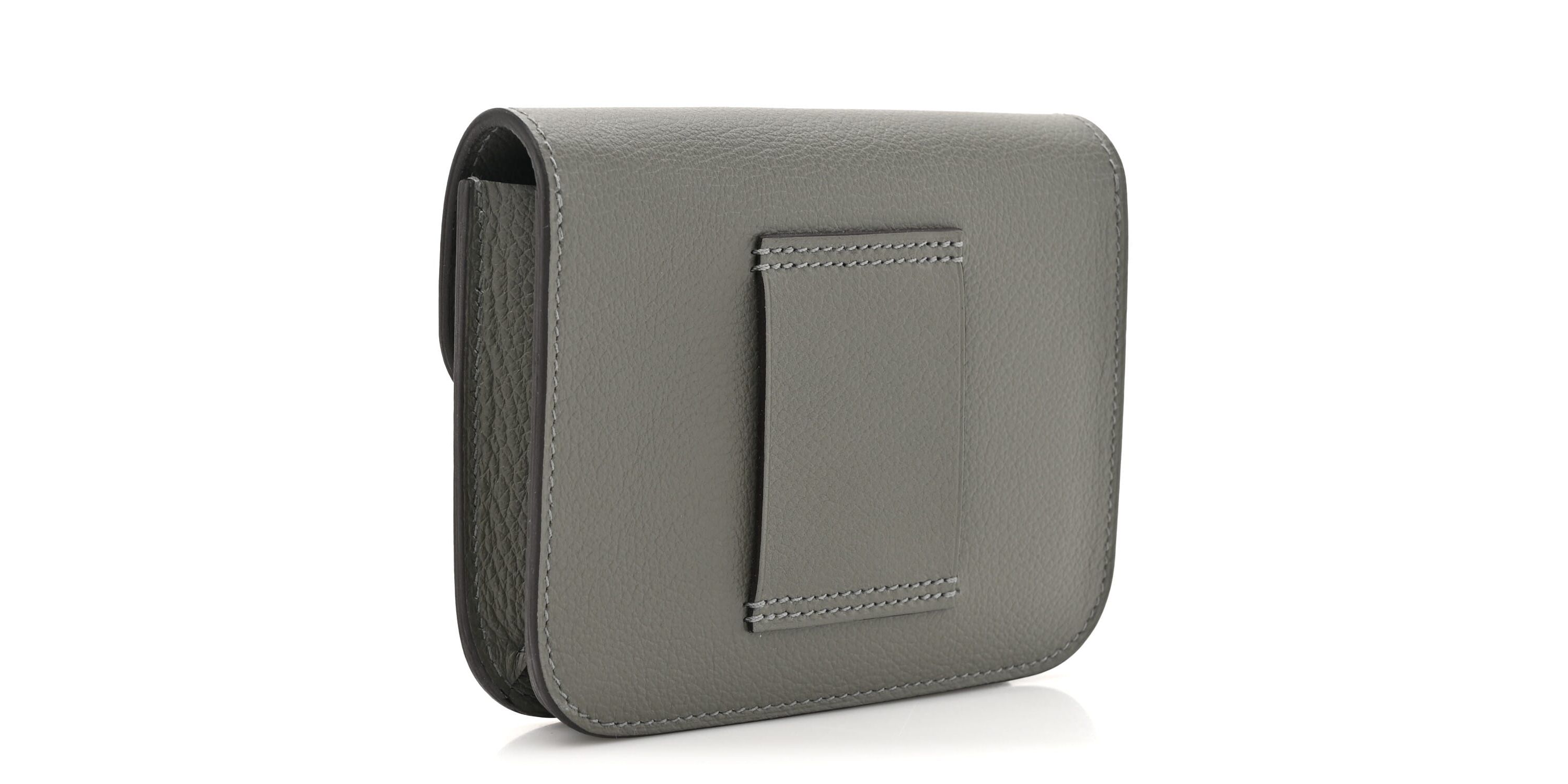 Hermes Evercolor Constance Slim Wallet Gris Meyer -FINAL SALE NO RETURNS
