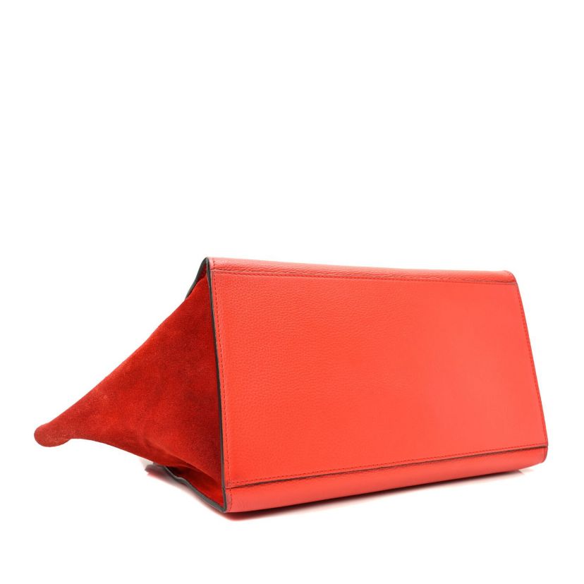 Celine Drummed Calfskin Suede Medium Trapeze Vermillion -FINAL SALE NO RETURNS