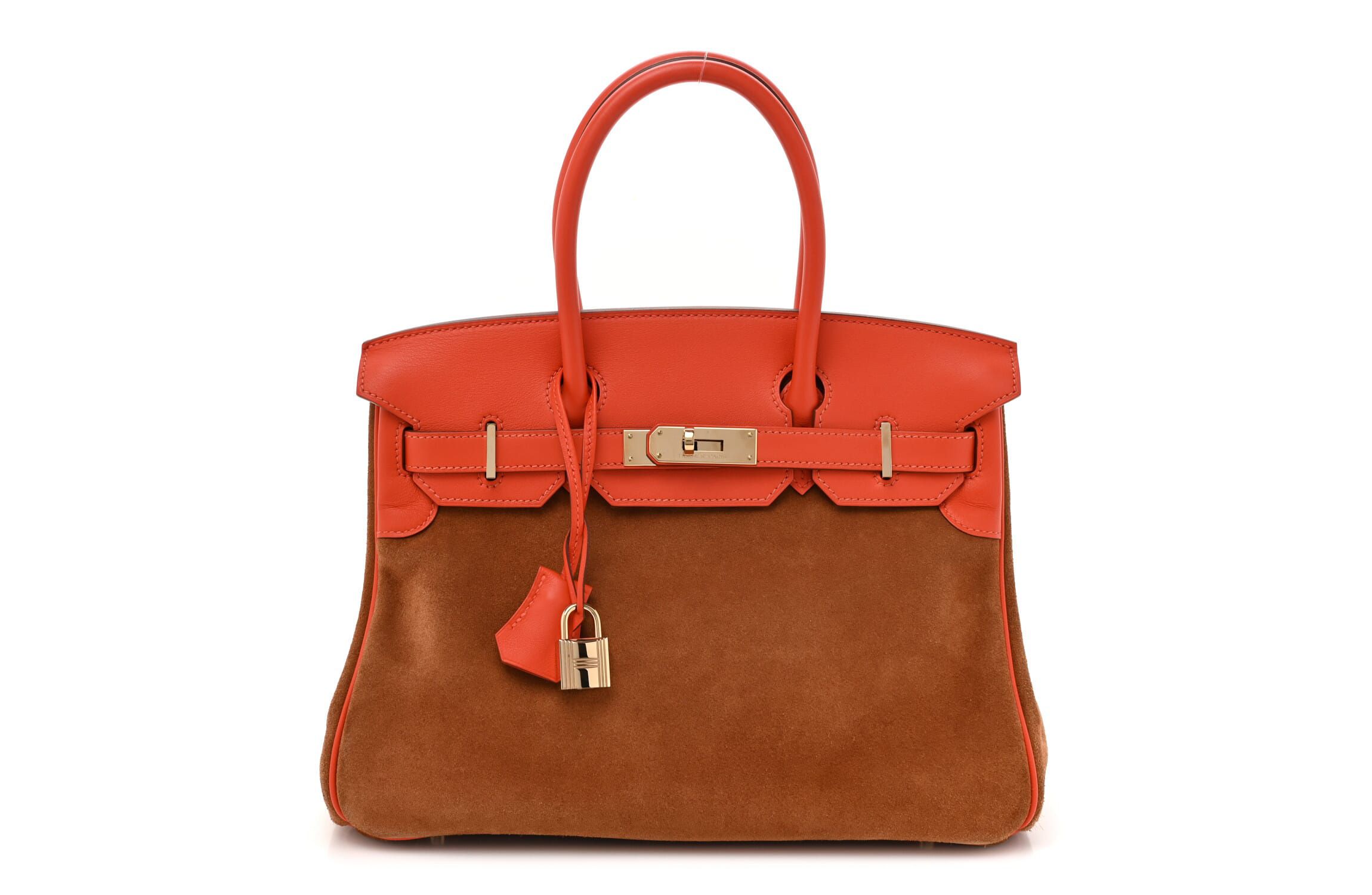 Hermes Veau Doblis Swift Grizzly Birkin 30 Chamois Capucine -FINAL SALE NO RETURNS
