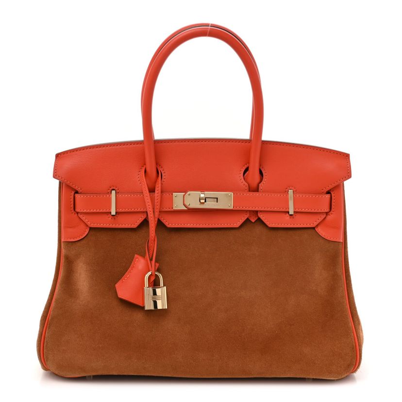 Hermes Veau Doblis Swift Grizzly Birkin 30 Chamois Capucine -FINAL SALE NO RETURNS