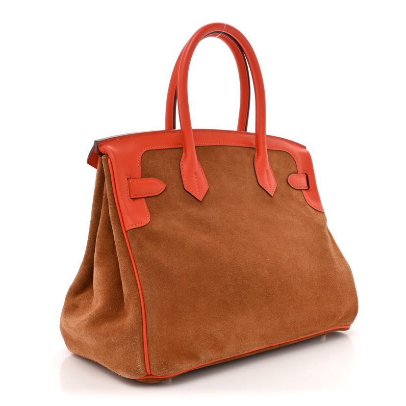 Hermes Veau Doblis Swift Grizzly Birkin 30 Chamois Capucine -FINAL SALE NO RETURNS