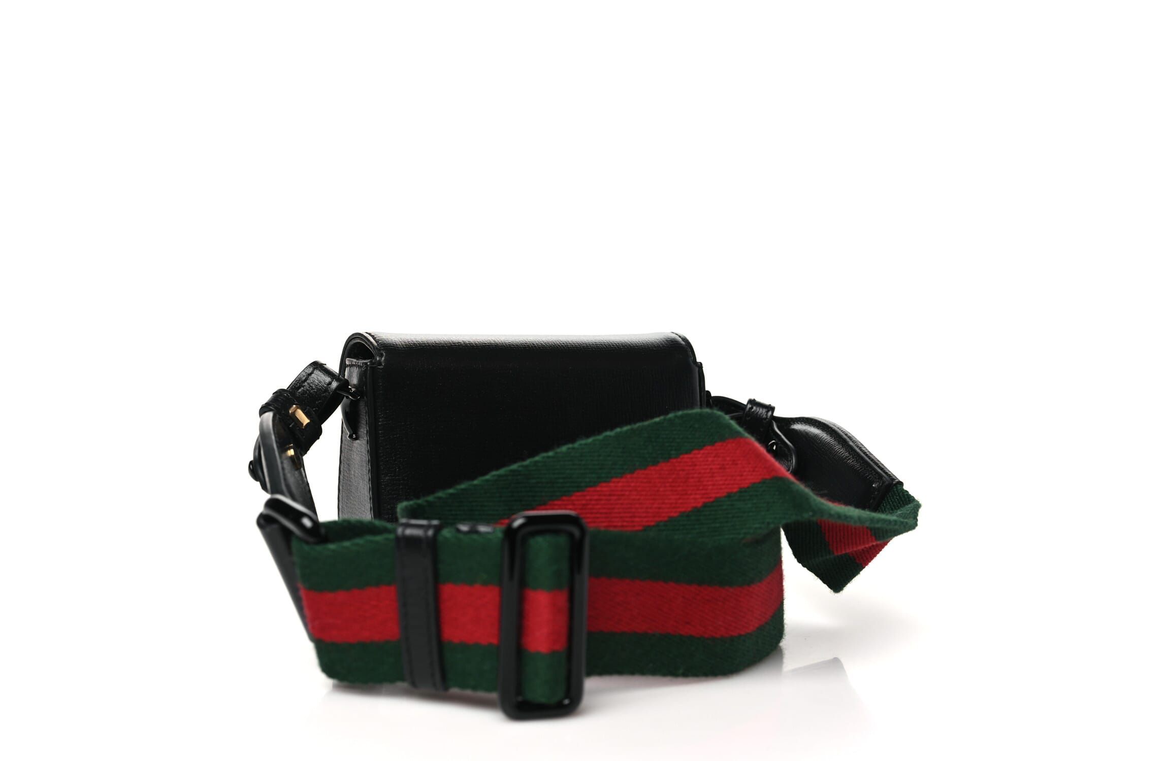 Gucci Azalea Calfskin Web Monochrome Horsebit 1955 Wallet On Strap Black -FINAL SALE NO RETURNS