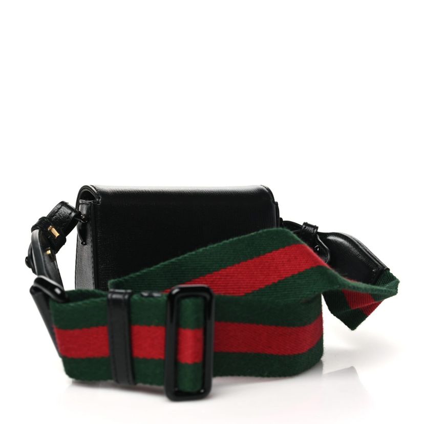 Gucci Azalea Calfskin Web Monochrome Horsebit 1955 Wallet On Strap Black -FINAL SALE NO RETURNS