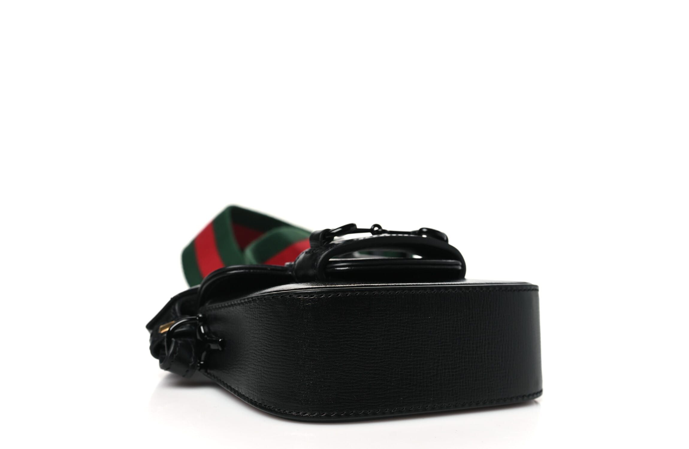 Gucci Azalea Calfskin Web Monochrome Horsebit 1955 Wallet On Strap Black -FINAL SALE NO RETURNS