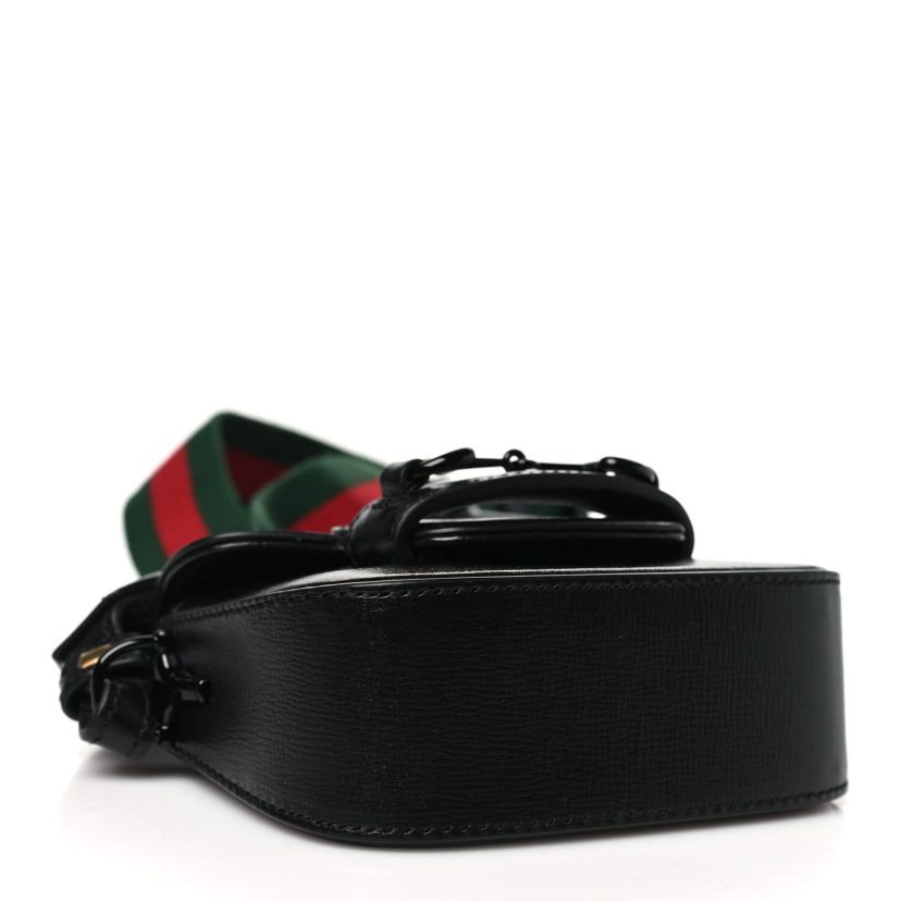Gucci Azalea Calfskin Web Monochrome Horsebit 1955 Wallet On Strap Black -FINAL SALE NO RETURNS