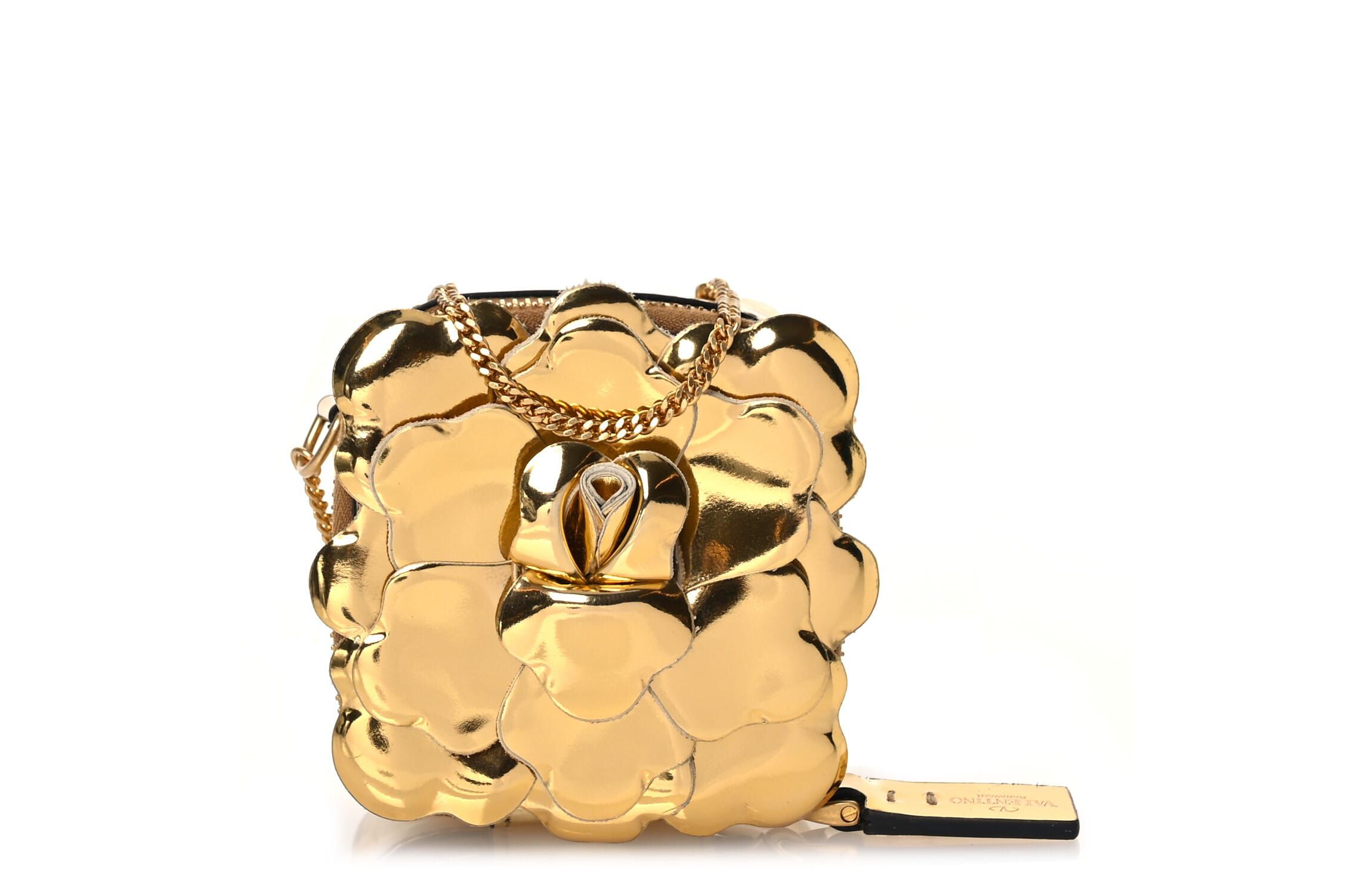 Valentino Garavani Metallic Nappa Atelier 03 Rose Edition Mini Chain Crossbody Antique Brass -FINAL SALE NO RETURNS