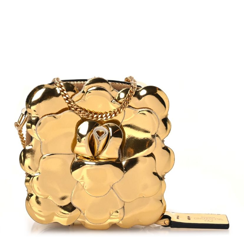 Valentino Garavani Metallic Nappa Atelier 03 Rose Edition Mini Chain Crossbody Antique Brass -FINAL SALE NO RETURNS