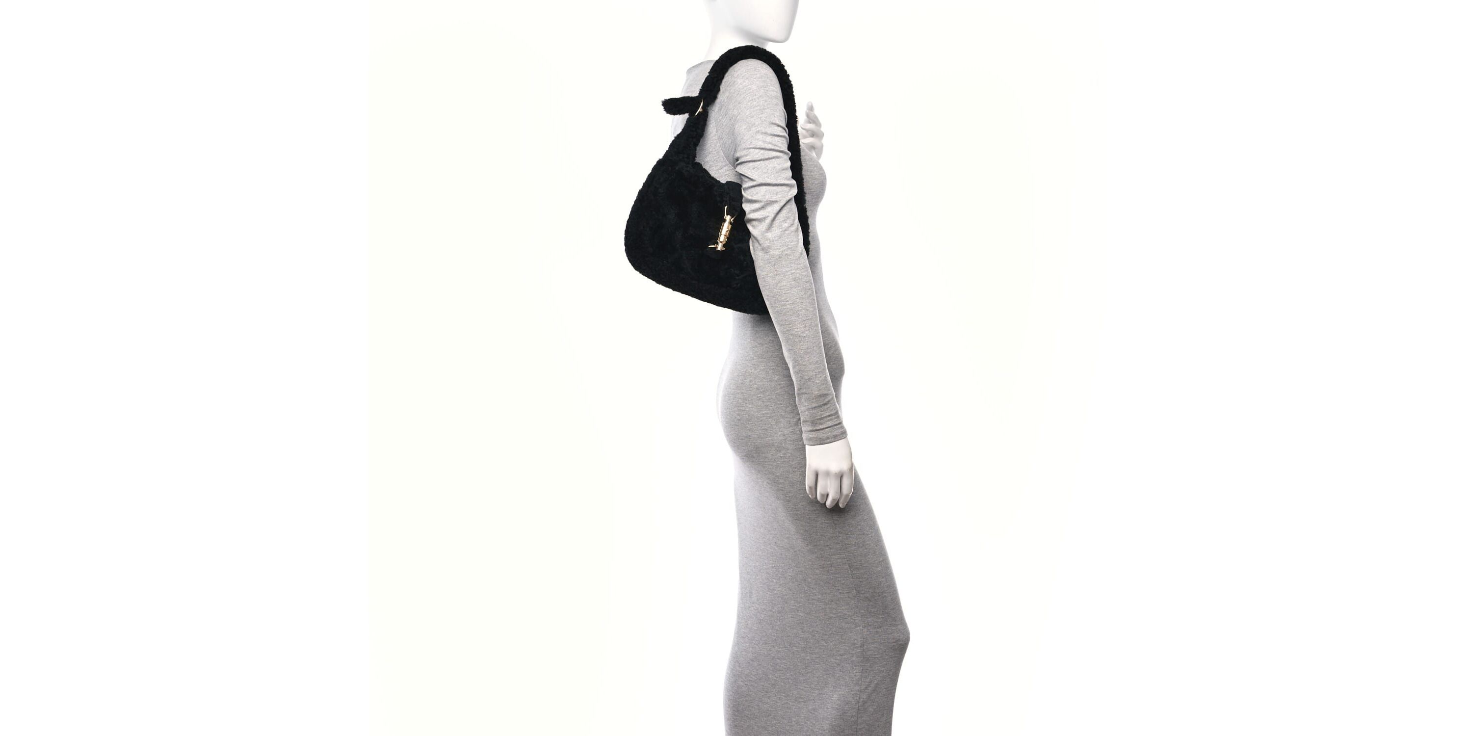 Gucci Shearling Small Jackie 1961 Shoulder Bag Black -FINAL SALE NO RETURNS