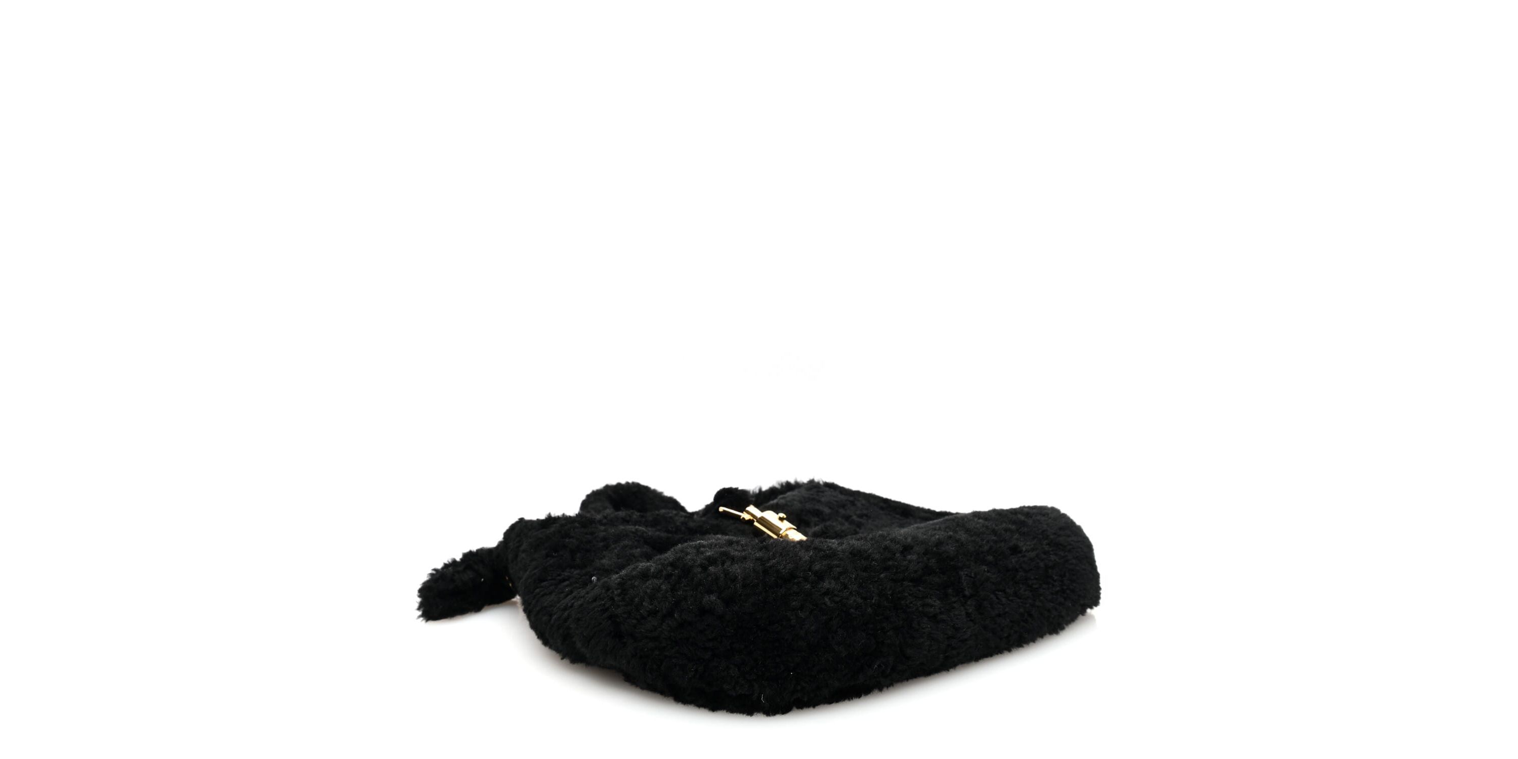 Gucci Shearling Small Jackie 1961 Shoulder Bag Black -FINAL SALE NO RETURNS