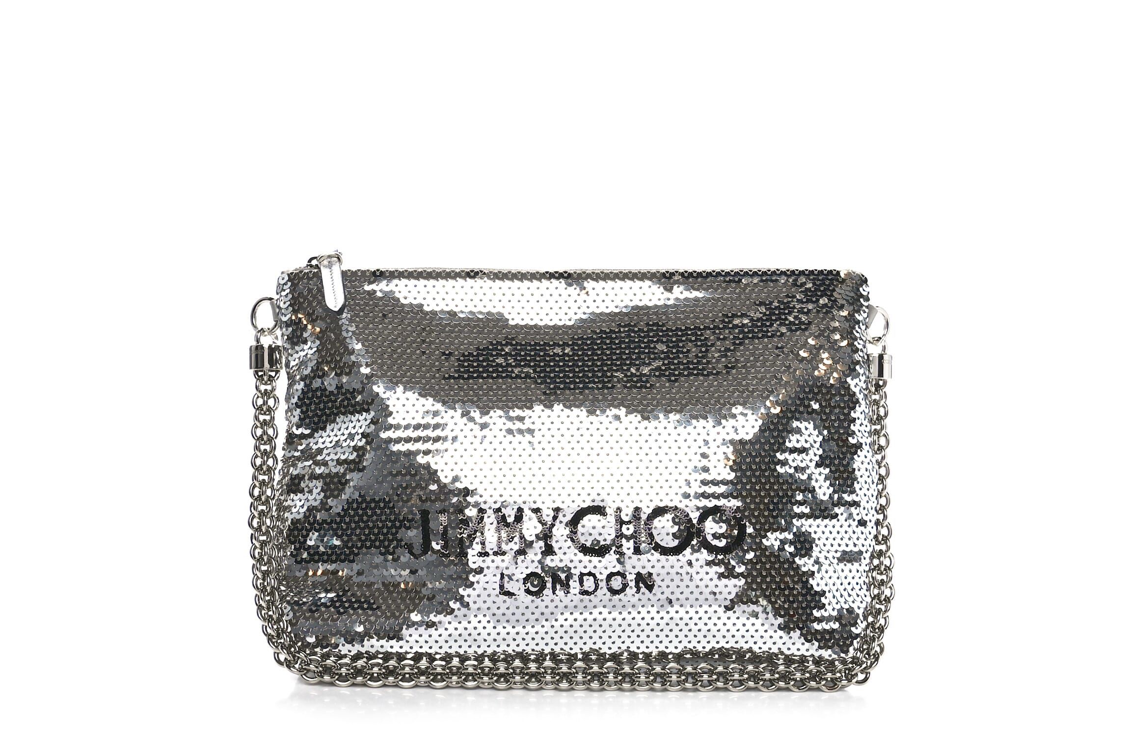 Jimmy Choo Sequin Callie Shoulder Bag Silver Black -FINAL SALE NO RETURNS