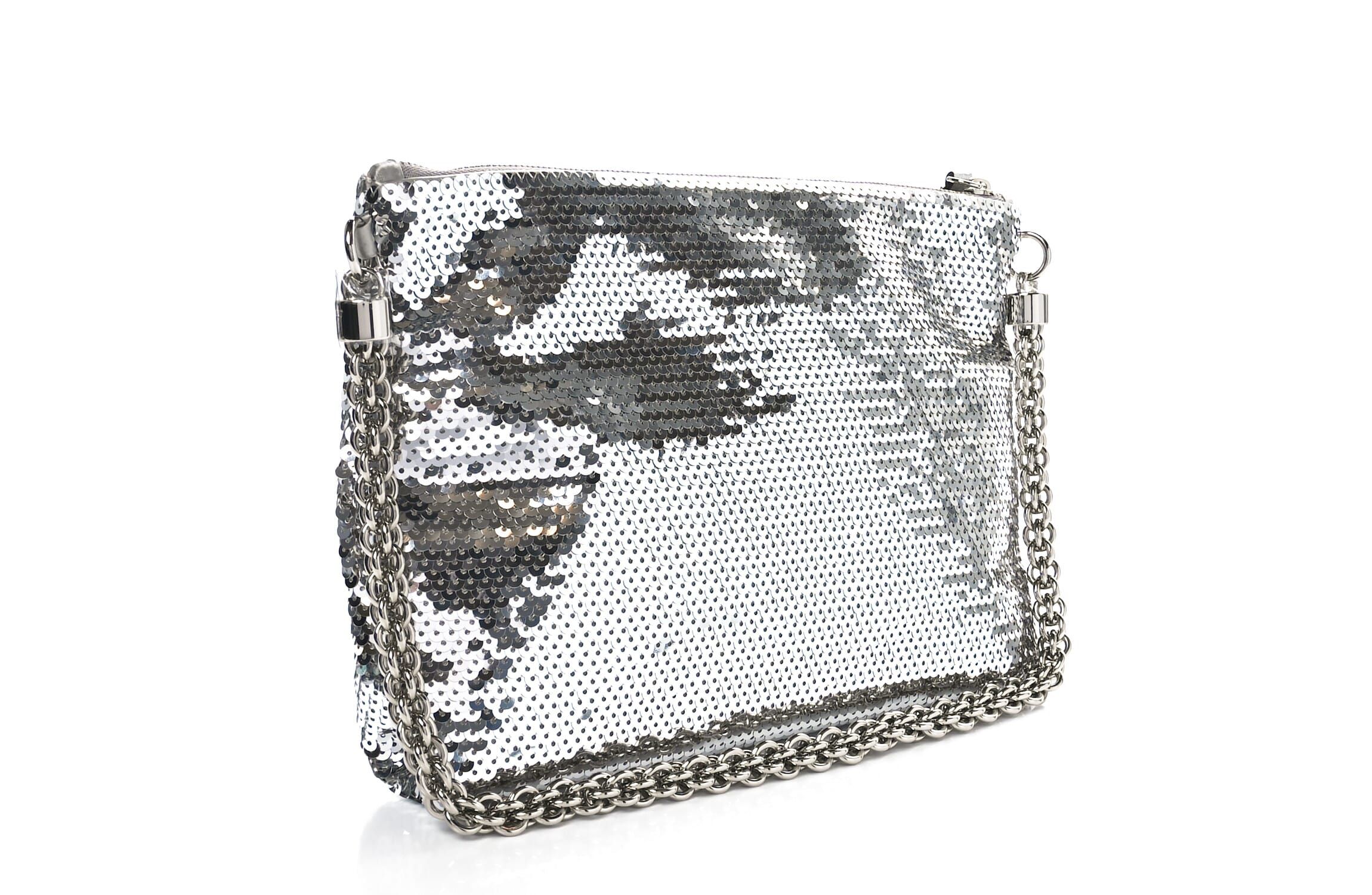 Jimmy Choo Sequin Callie Shoulder Bag Silver Black -FINAL SALE NO RETURNS