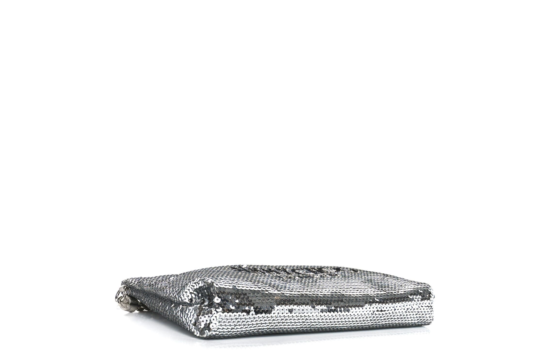Jimmy Choo Sequin Callie Shoulder Bag Silver Black -FINAL SALE NO RETURNS