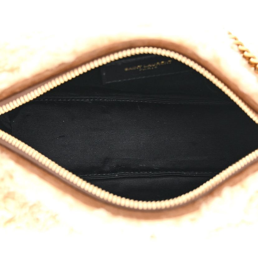 Saint Laurent Shearling Monogram Mini Sade Tube Bag Natural -FINAL SALE NO RETURNS