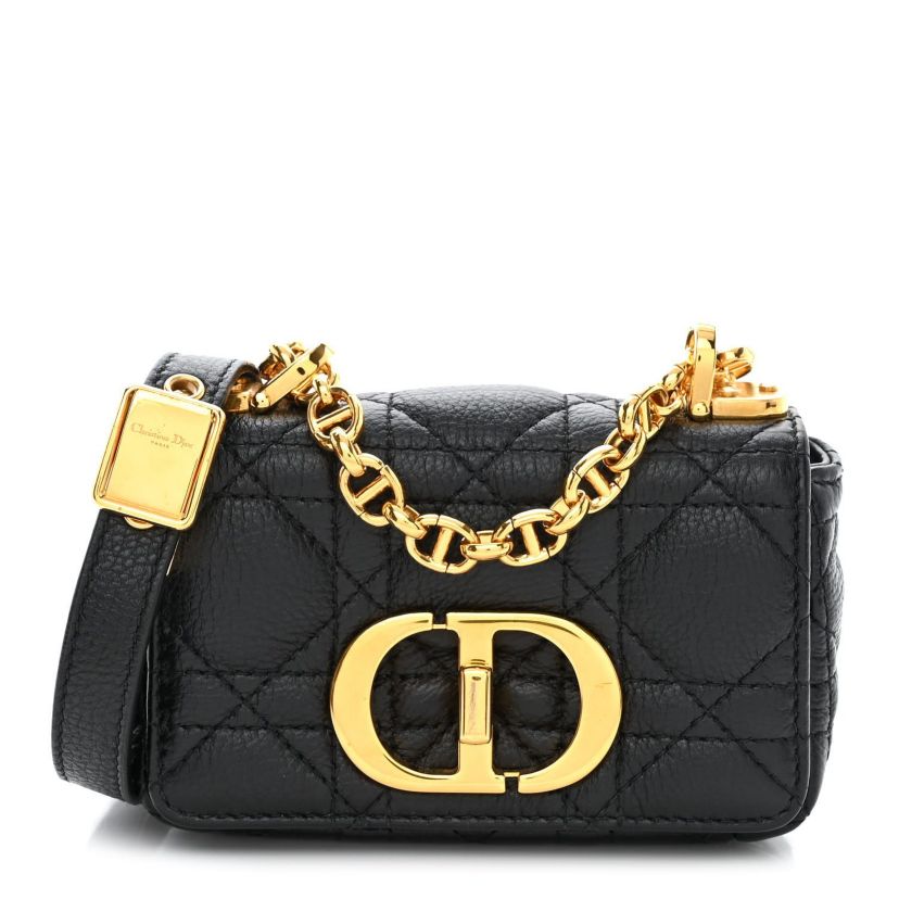Dior Supple Calfskin Cannage Micro Caro Bag Black -FINAL SALE NO RETURNS