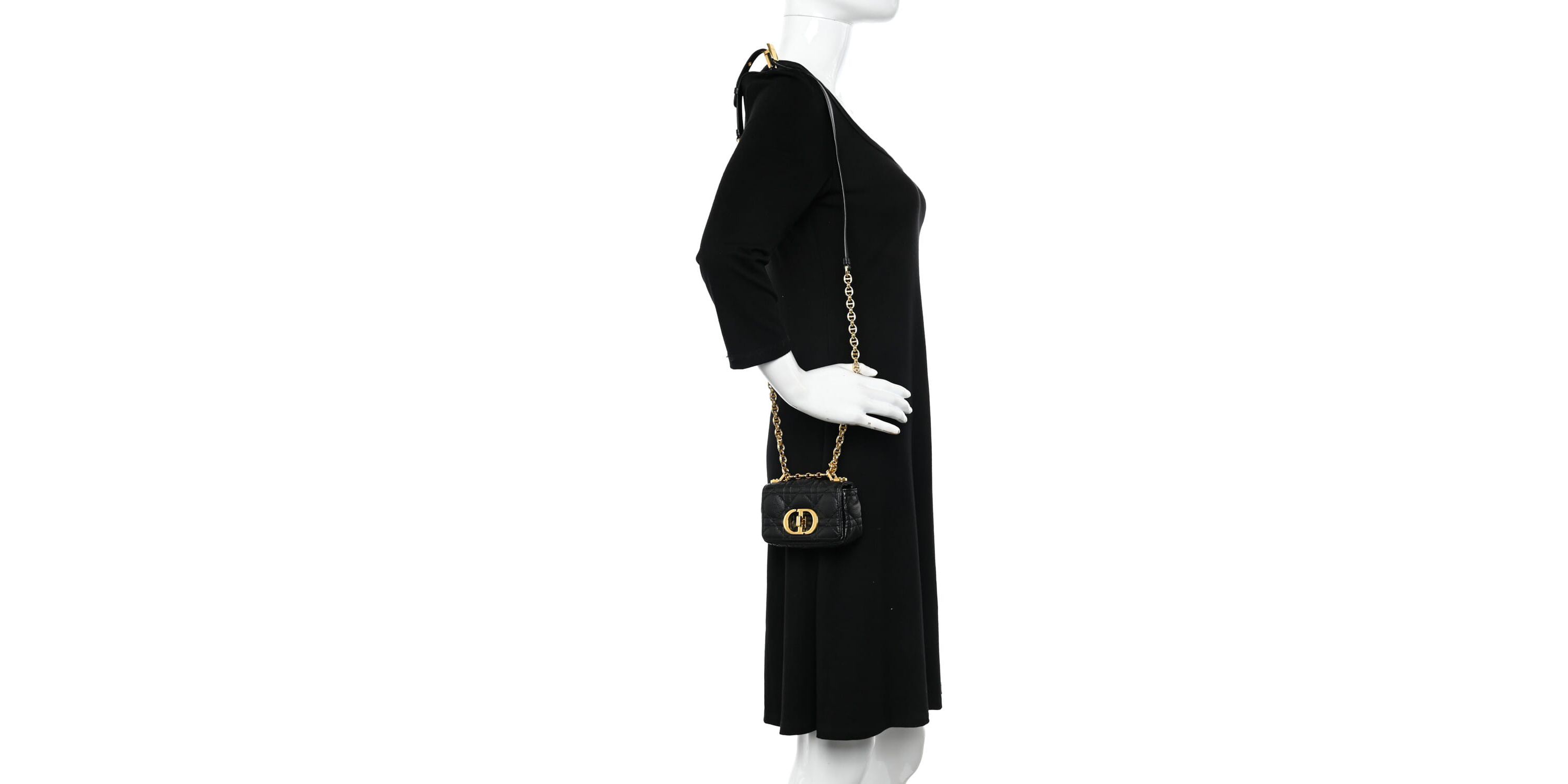 Dior Supple Calfskin Cannage Micro Caro Bag Black -FINAL SALE NO RETURNS