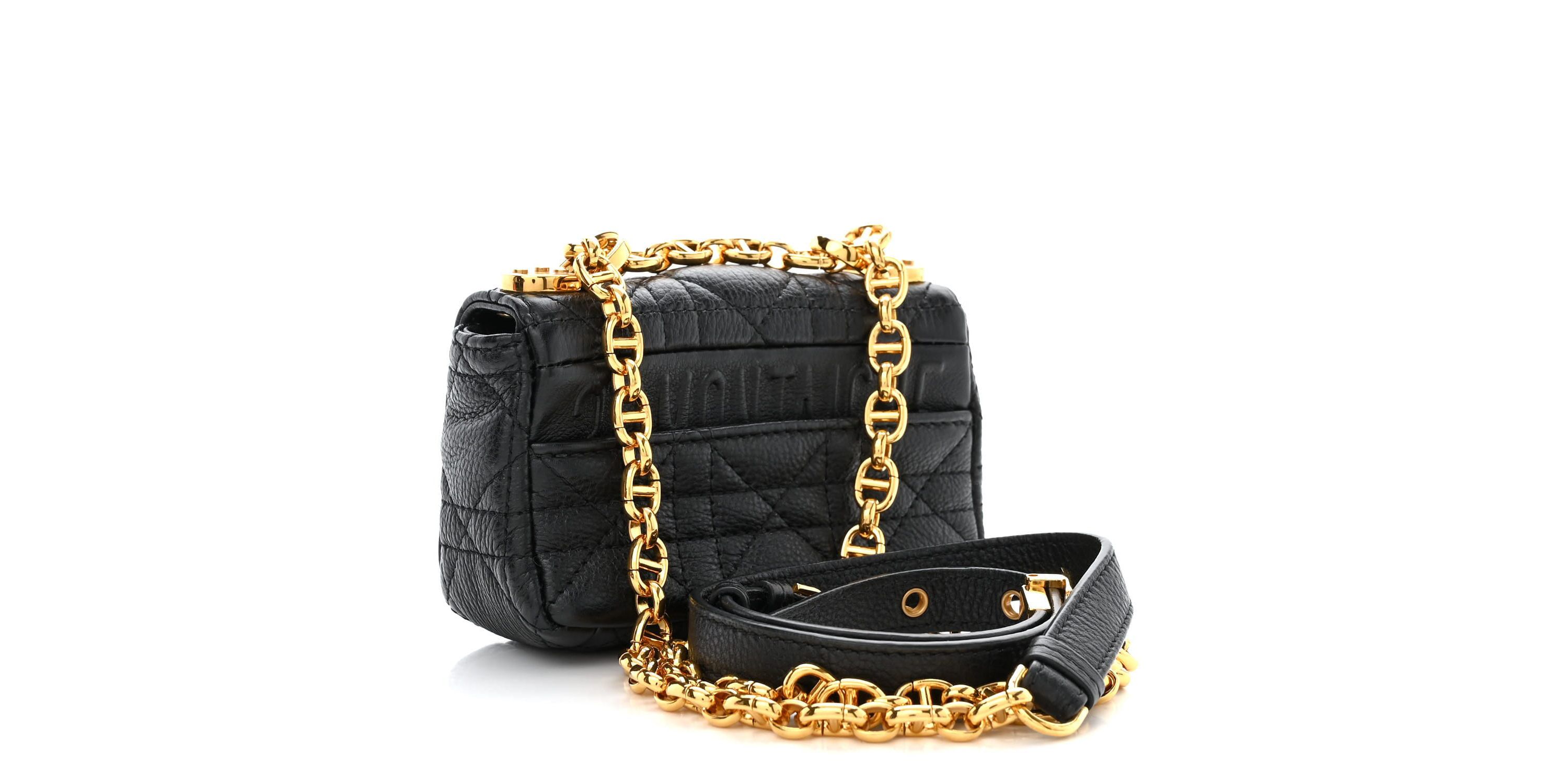 Dior Supple Calfskin Cannage Micro Caro Bag Black -FINAL SALE NO RETURNS