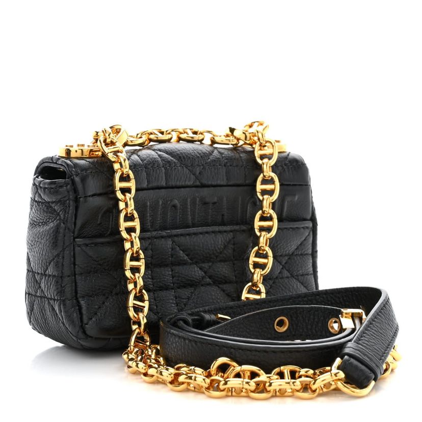 Dior Supple Calfskin Cannage Micro Caro Bag Black -FINAL SALE NO RETURNS