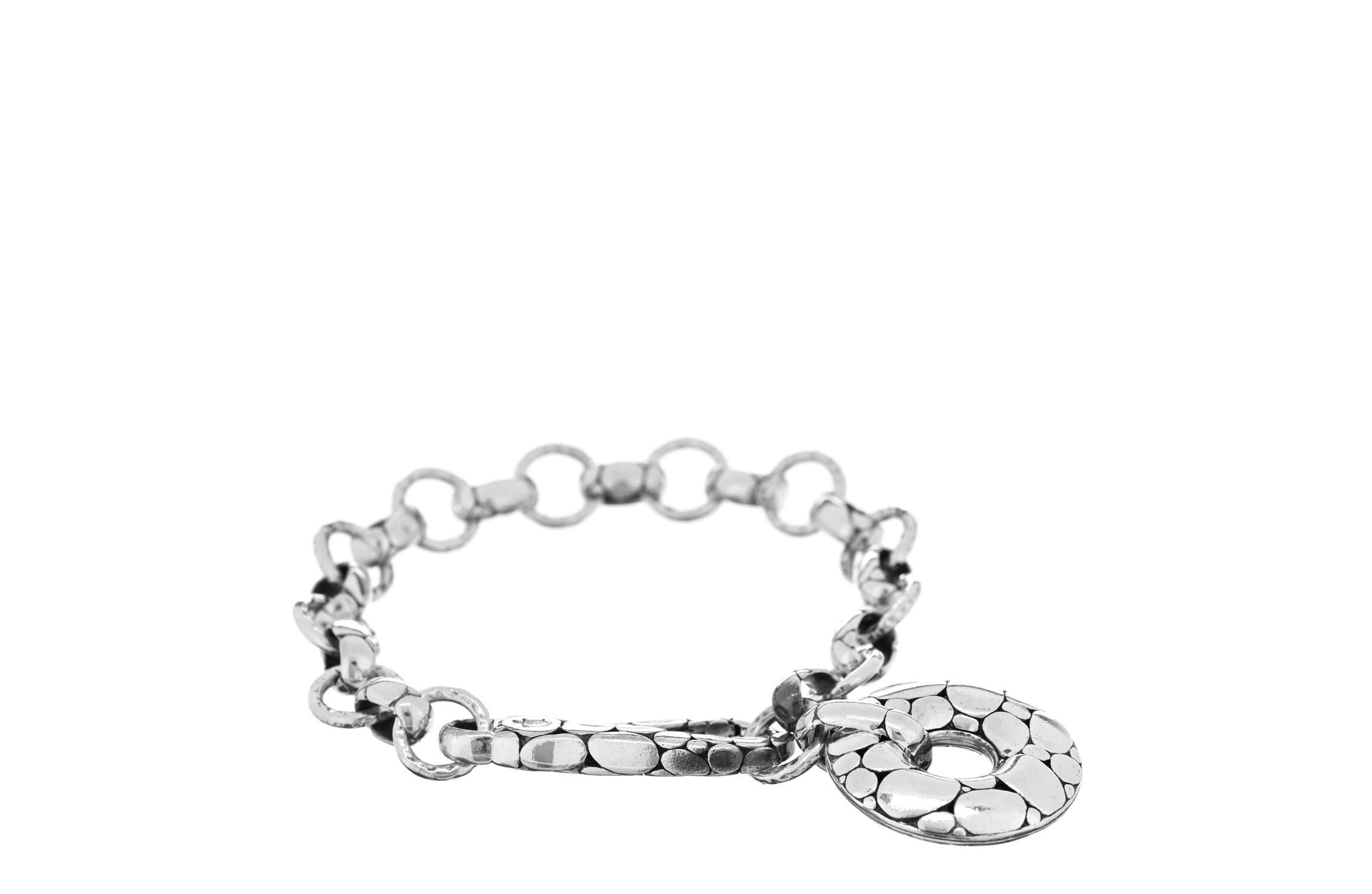 John Hardy Sterling Silver Kali Donut Charm Link Bracelet -FINAL SALE NO RETURNS