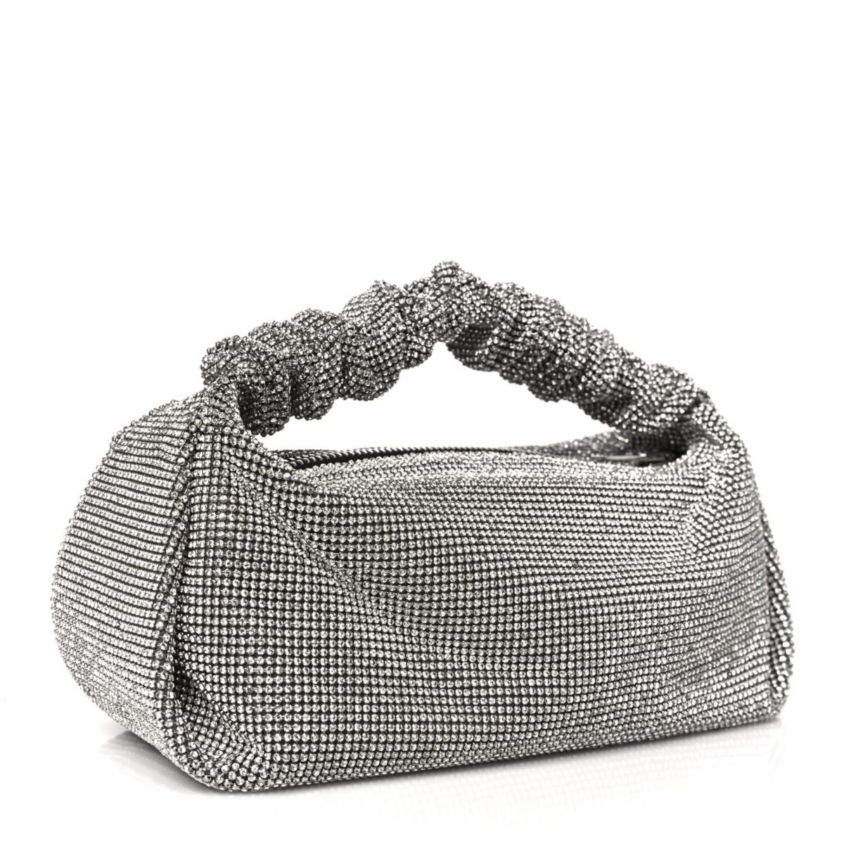 Alexander Wang Mesh Crystal Rhinestone Mini Scrunchie Clutch Black Silver -FINAL SALE NO RETURNS