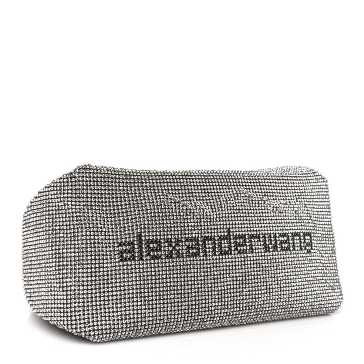 Alexander Wang Mesh Crystal Rhinestone Mini Scrunchie Clutch Black Silver -FINAL SALE NO RETURNS