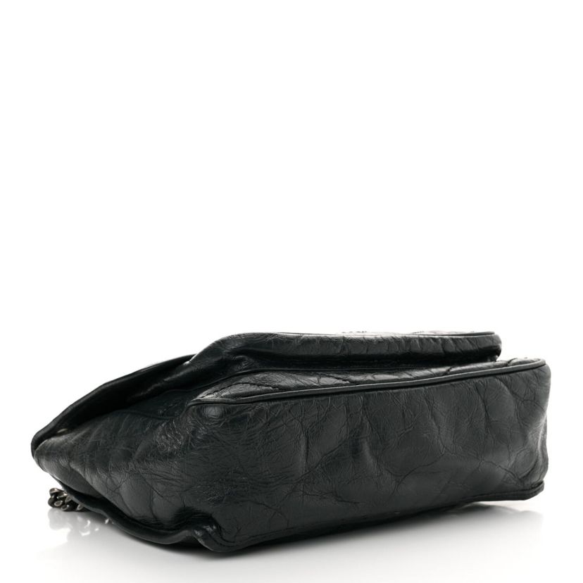 Saint Laurent Crinkled Calfskin Matelasse Monogram Medium Niki Chain Satchel Asphalt -FINAL SALE NO RETURNS