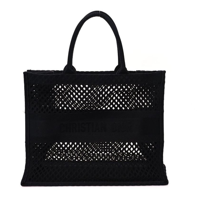 Dior Mesh Embroidered Book Tote Black -FINAL SALE NO RETURNS