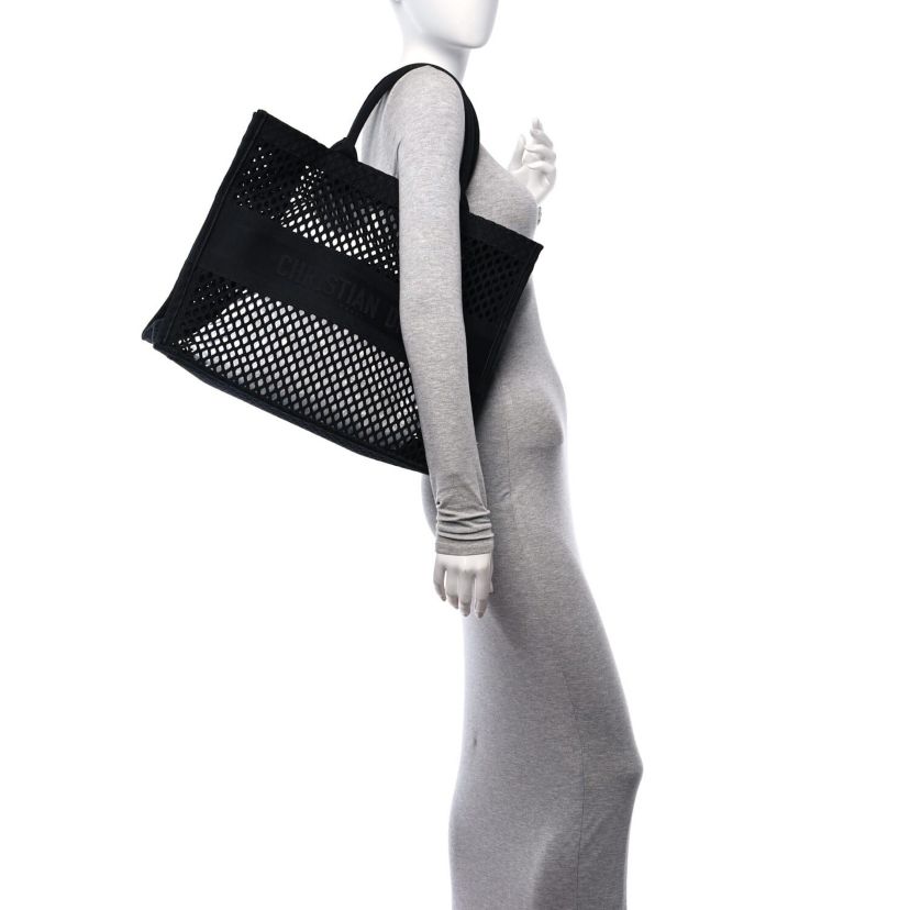 Dior Mesh Embroidered Book Tote Black -FINAL SALE NO RETURNS