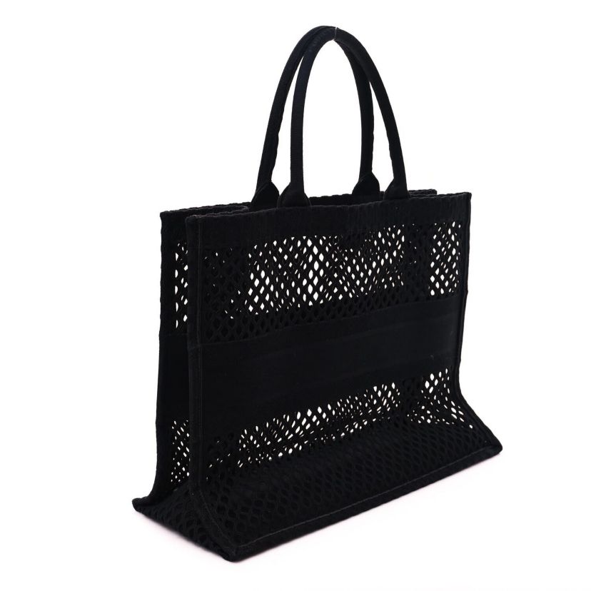 Dior Mesh Embroidered Book Tote Black -FINAL SALE NO RETURNS