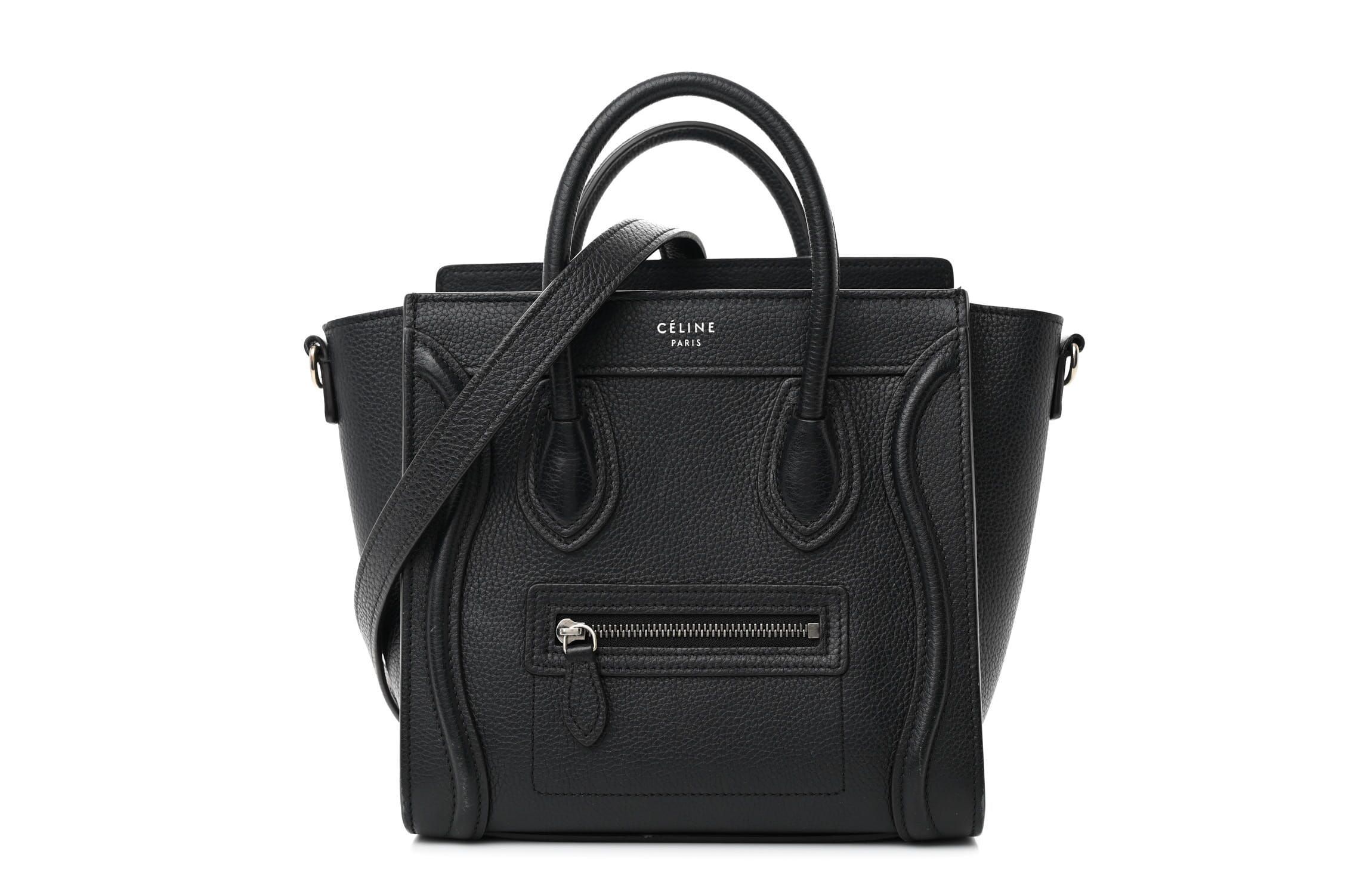 Celine Drummed Calfskin Micro Luggage Black -FINAL SALE NO RETURNS