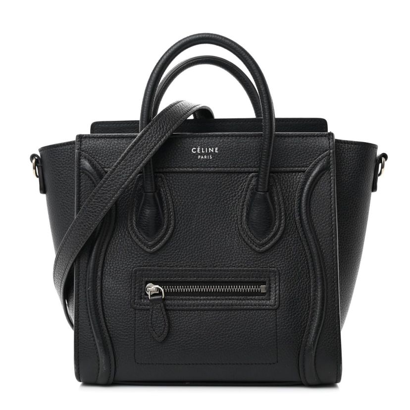 Celine Drummed Calfskin Micro Luggage Black -FINAL SALE NO RETURNS