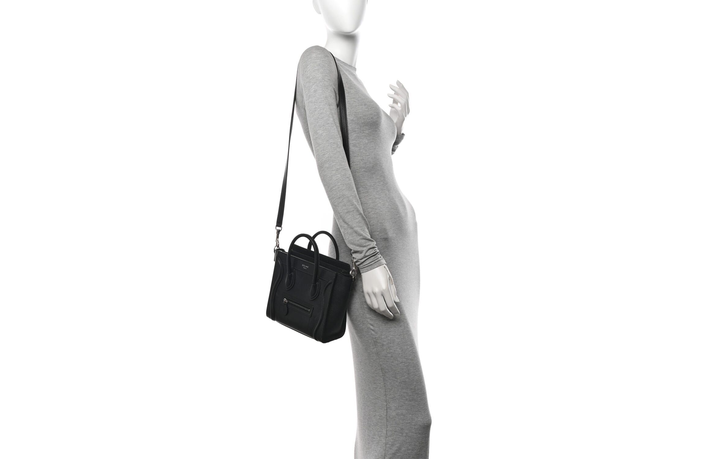 Celine Drummed Calfskin Micro Luggage Black -FINAL SALE NO RETURNS