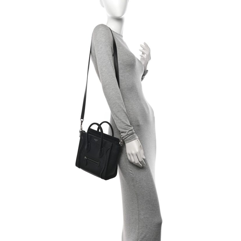 Celine Drummed Calfskin Micro Luggage Black -FINAL SALE NO RETURNS