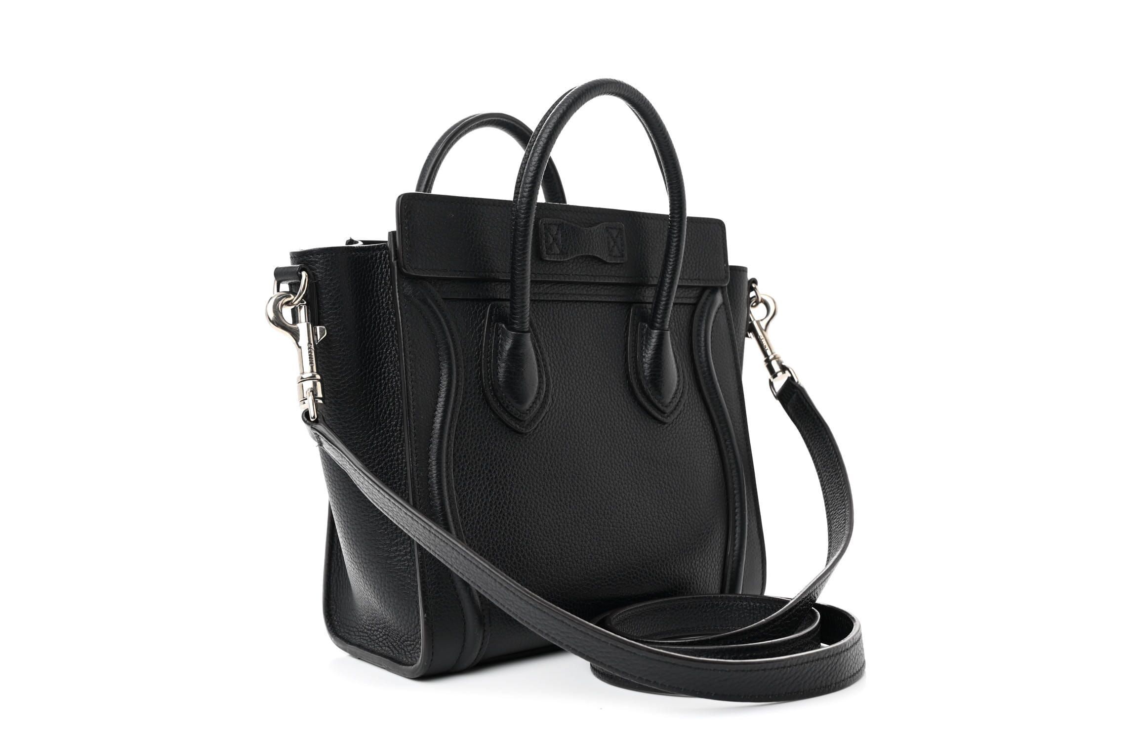 Celine Drummed Calfskin Micro Luggage Black -FINAL SALE NO RETURNS