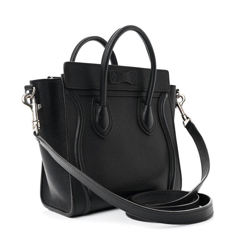 Celine Drummed Calfskin Micro Luggage Black -FINAL SALE NO RETURNS
