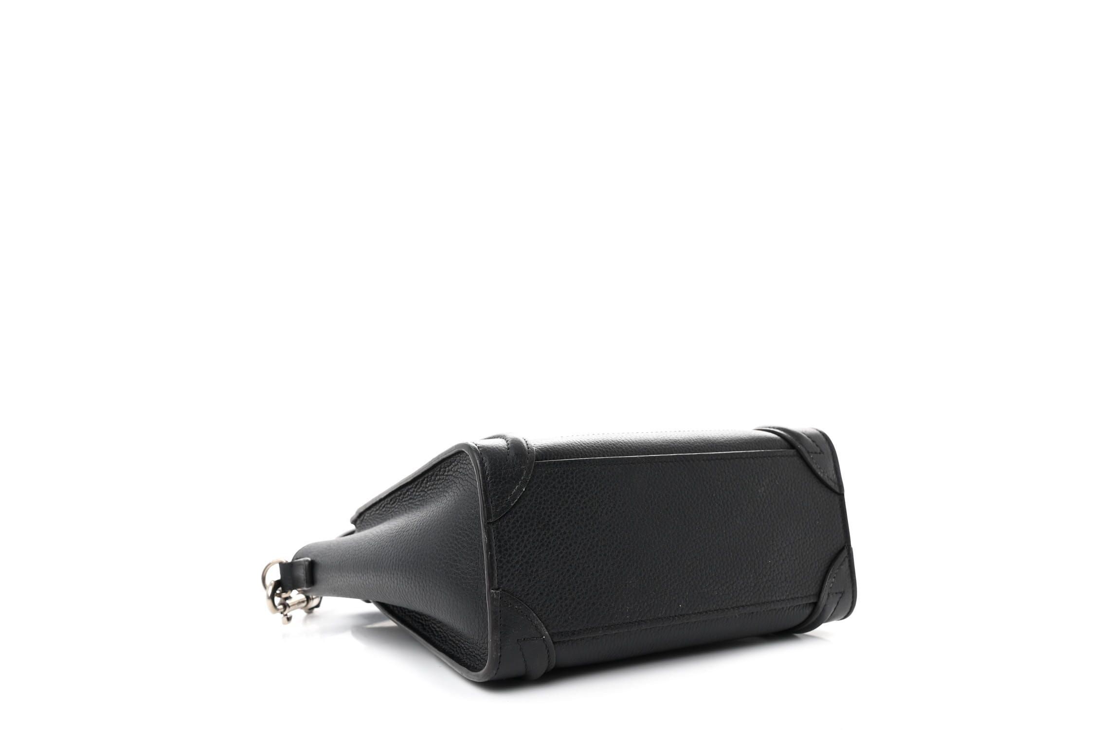 Celine Drummed Calfskin Micro Luggage Black -FINAL SALE NO RETURNS