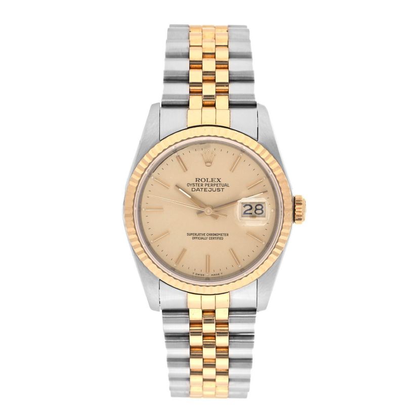 Rolex Stainless Steel 18K Yellow Gold 36mm Oyster Perpetual Datejust Watch Champagne 16233 -FINAL SALE NO RETURNS