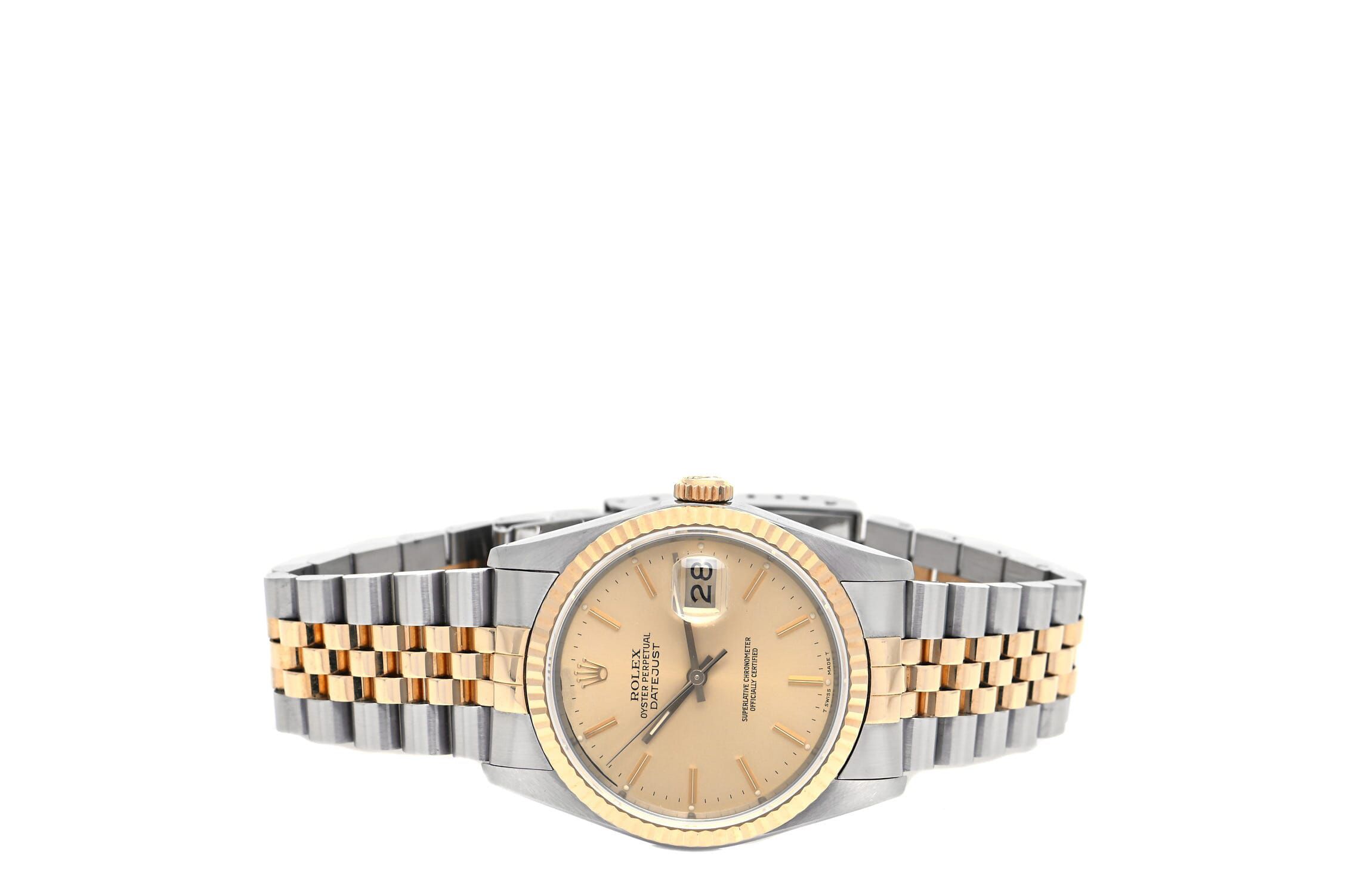 Rolex Stainless Steel 18K Yellow Gold 36mm Oyster Perpetual Datejust Watch Champagne 16233 -FINAL SALE NO RETURNS