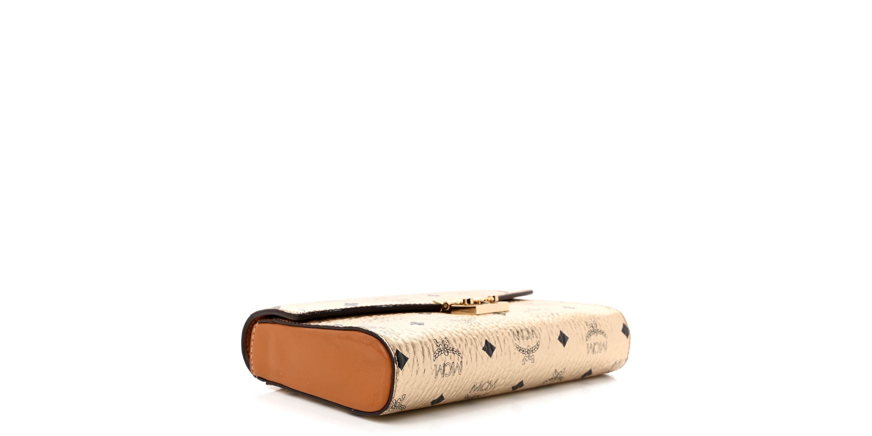 MCM Metallic Visetos Medium Millie Crossbody Bag Berlin Gold -FINAL SALE NO RETURNS