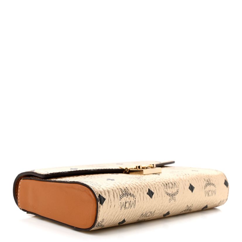 MCM Metallic Visetos Medium Millie Crossbody Bag Berlin Gold -FINAL SALE NO RETURNS