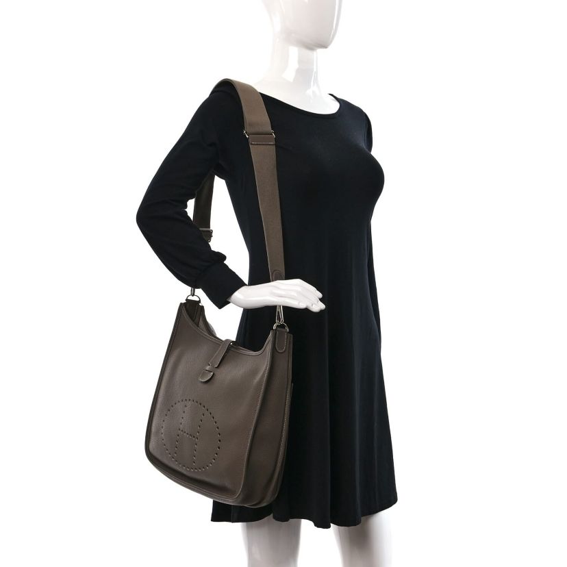 Hermes Taurillon Clemence Evelyne III PM Black -FINAL SALE NO RETURNS