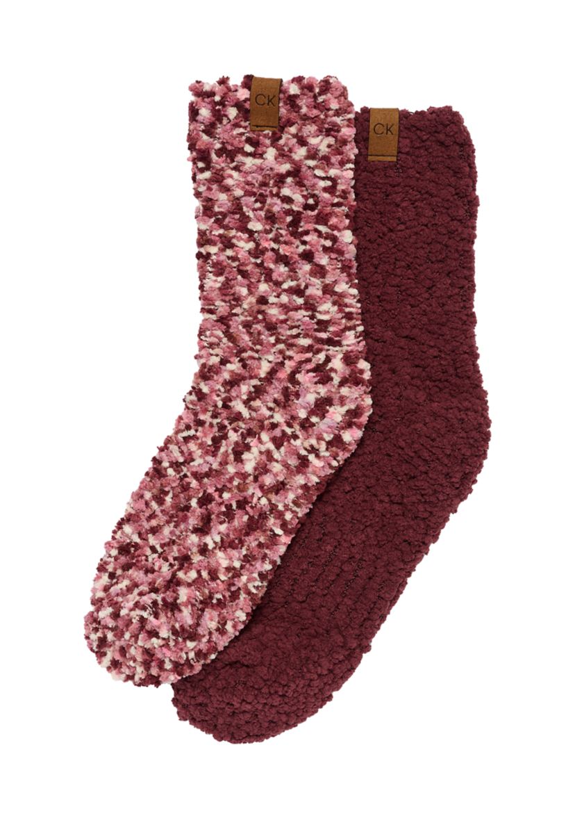 2-Pack of Popcorn Texture Fluffy Crew Socks 