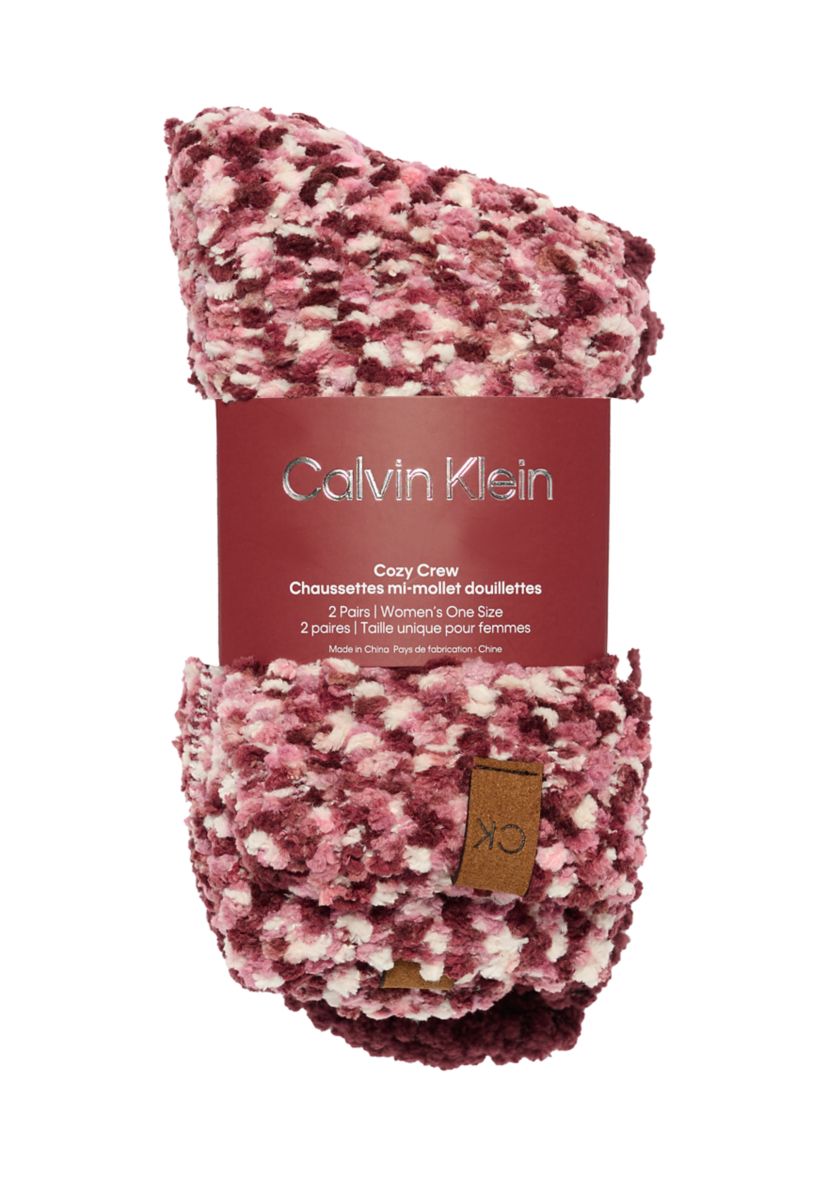 2-Pack of Popcorn Texture Fluffy Crew Socks 