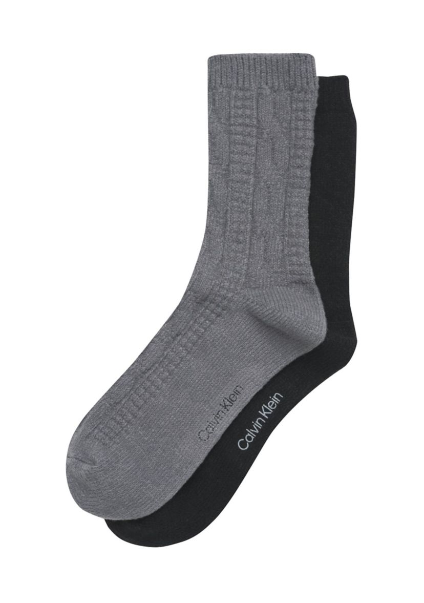 Plush Cable Knit Crew Socks