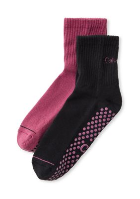 Calvin Klein Women's 2-Pack Cushioned High Quarter Socks, Pink, 7-12